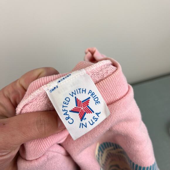 Vintage 80s San Francisco Short Sleeve Pink Sweatshirt Medium USA - Picture 5 of 9